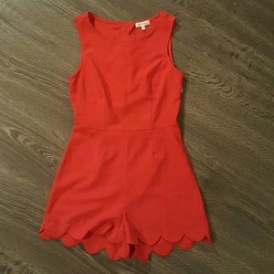 Scalloped Red Romper